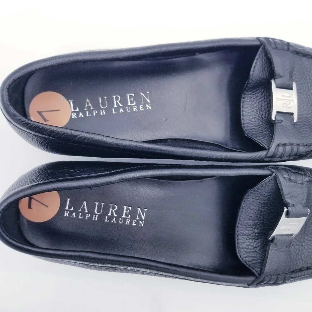 Ralph Lauren Careigh Black Leather Loafers, size 7